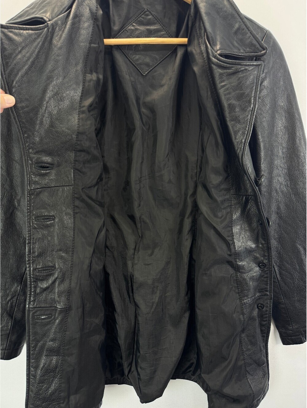 Vintage Jacqueline Ferrar Classic Luxury Leather Belted Jacket Small Black 90s - Picture 7 of 11